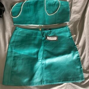 PrettyLittleThing Turquoise Skirt Set